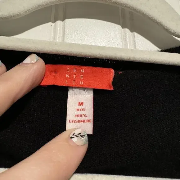 Jennie Liu Black Cashmere Cardigan Sweater Size Medium - Picture 4 of 5